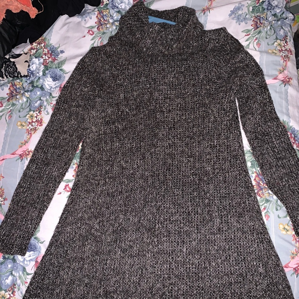 Sweater Turtleneck Grey Marled Dress